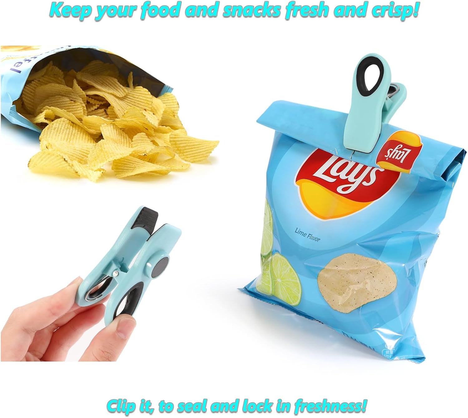 12 Pack Chip Clips, Magnetic Bag Clips with Airtight Seal for Chips, Bread, Snacks, Fridge Organizer Kitchen Storage Clips Multicolor
