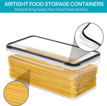 Airtight Food Storage Containers with Lids 4PCS Set 3.2L, Plastic Spaghetti Canisters for Pasta Organizer, BPA Free Air Tight Kitchen Pantry Organization