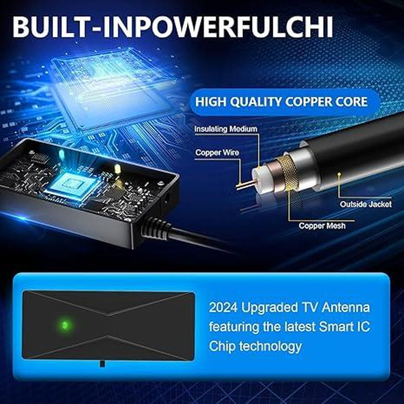 TV Antenna Digital HD 1080P 4K Ultra HD Indoor Long Range High-Quality Signal for Home Entertainment Full HD NBC ABC HSN HDMI