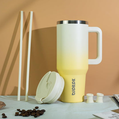 30Oz Stainless Steel Insulated Tumbler with Handle and Lid Straw Travel Coffee Mug Thermal Cup,Light Pink